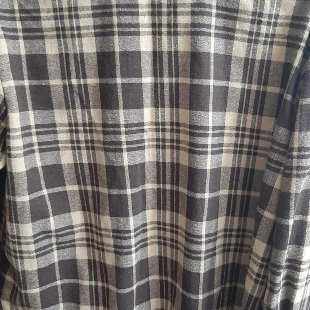 Romwe Brown Tan Plaid Flannel Button Down Shirt Small Long Sleeve Pocket Top S - Picture 5 of 8